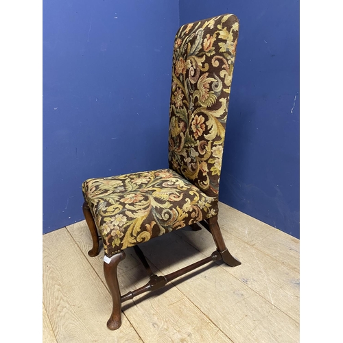 629 - Good tapestry upholstered high back chair with swept back legs