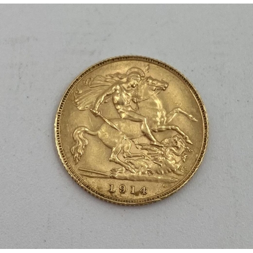 63 - George IV gold HALF Sovereign 1914, 4.04g