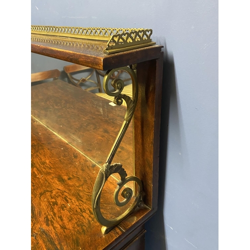 630 - Good Regency brass inlaid rosewood chiffonier with mirrored back below brass galleried shelf above a... 