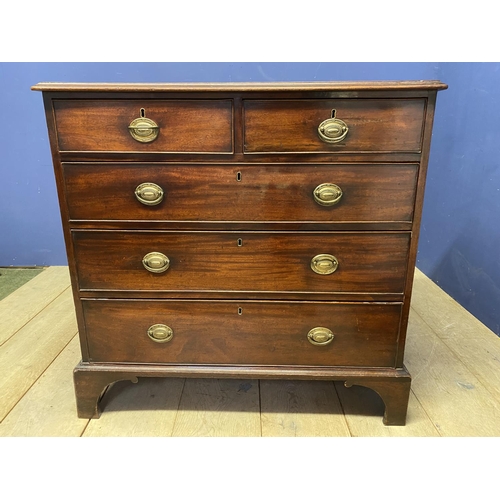 635 - Late Georgian  mahogany chest of 2 short over 3 long drawers, oak lined, 94 c 93Hcm