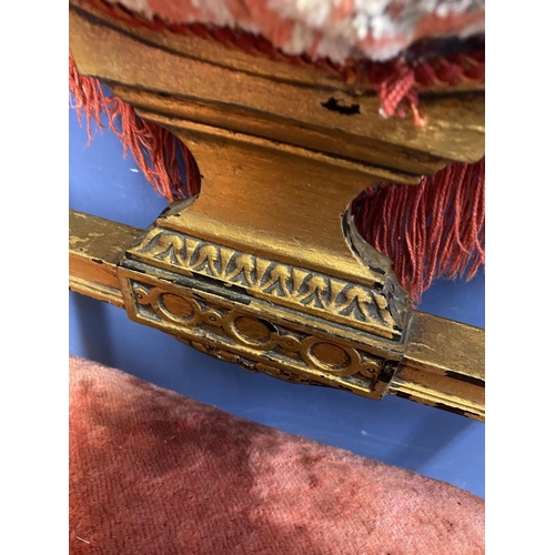 646 - Small  gilt and red patterned upholstered bedroom chair