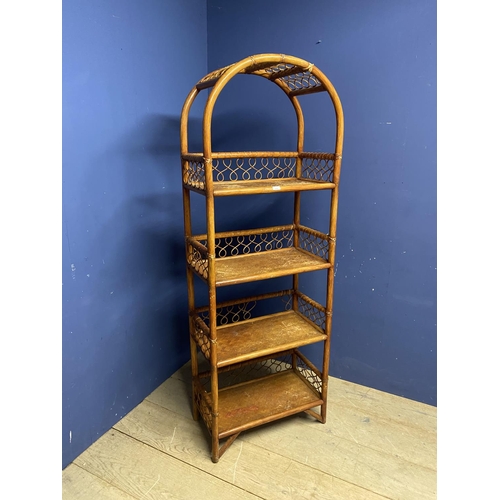 658 - Bamboo arched shaped shelf unit, 65cmW x 182cmH (some wear)