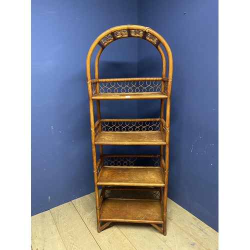 658 - Bamboo arched shaped shelf unit, 65cmW x 182cmH (some wear)