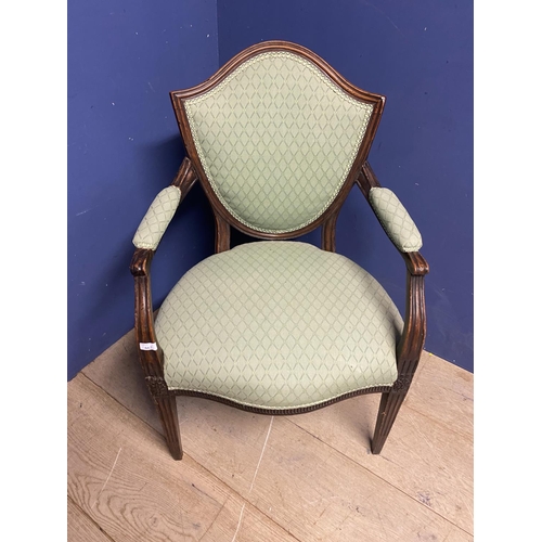 662 - A good quality Hepplewhite style green upholstered show framed chair, from Mallet