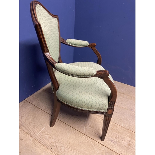 662 - A good quality Hepplewhite style green upholstered show framed chair, from Mallet