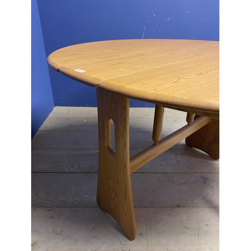 663 - ERCOL, fold down circular dining table, 106cm diameter