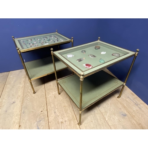 667 - Fine Pair of Mid C20th two-tier brass and glass Etageres, in the Regency style by Mallett, London, i... 