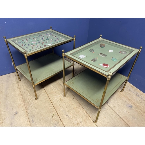 667 - Fine Pair of Mid C20th two-tier brass and glass Etageres, in the Regency style by Mallett, London, i... 