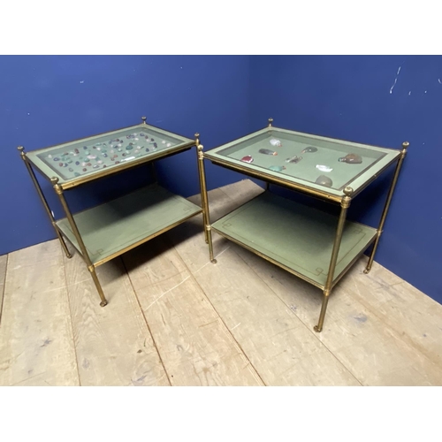 667 - Fine Pair of Mid C20th two-tier brass and glass Etageres, in the Regency style by Mallett, London, i... 