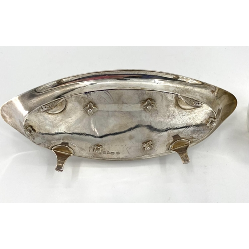 87 - A sterling silver oval condiment holder, and an Art Deco style silver sugar, 402g