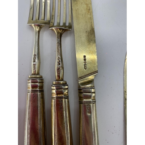 91 - A set of 6 sterling silver dinner forks by Charles Marsh, Dublin 1828 together with a silver tea pot... 