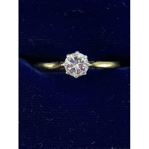 94 - A single stone diamond ring, single brilliant cut diamonds in an 8 claw setting (4.5mmD), approx 0.3... 