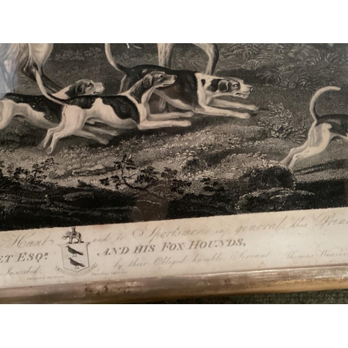 331 - After Thomas Weaver , black and white proof print, John Corbet Esq and his Fox hounds, 46 x 61cm in ... 