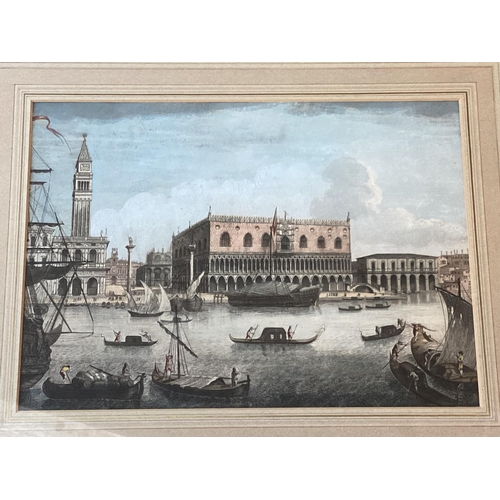 429 - A hand coloured etching print of Venice in a gilt frame