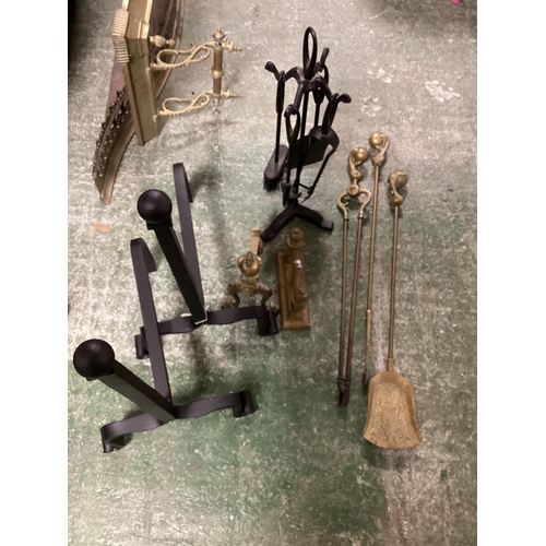 686 - 2 Set of new fire companion stands and fireplace accessories - pokers etc, etc