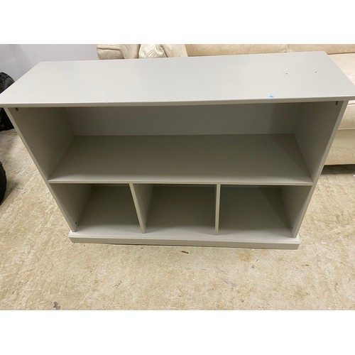 481 - A pair of grey painted low book shelves