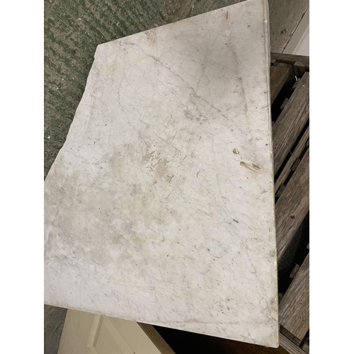 291 - clearance lot: Qty of marble, white Belfast  sink with one chip, and purple coloured marble as part ... 