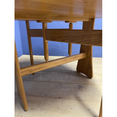 523 - ERCOL, fold down circular dining table, 106cm diameter