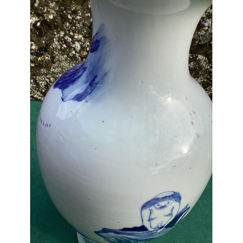 101 - Late C19th/early C20th blue and white Chinese baluster vase, 44cm high, decorated scenes of foliage ... 