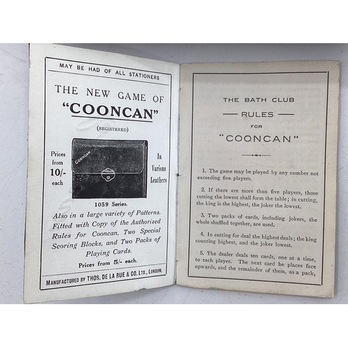 126 - Red leather card boxed, by Asprey of London, gilt Cooncan game of cards, with sterling silver lockin... 