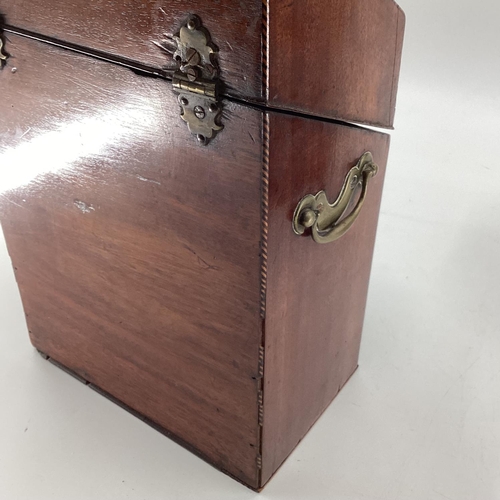 138 - Mahogany serpentine fronted knife box, with string inlay, converted to Stationery, and a early C20th... 