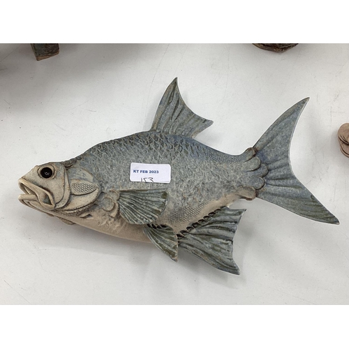 153 - Collection of Studio pottery to include a model of a Bream, by Colin Andrews