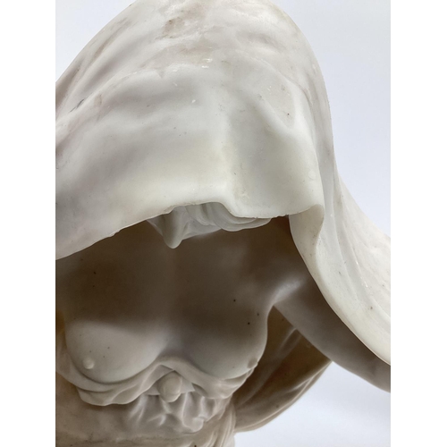 165 - A plaster bust of a classical figure on turned socle base together with a faux marble figure of a pa... 