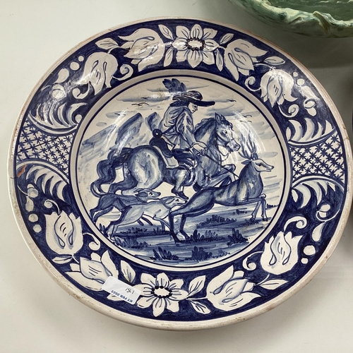 181 - A large Studio Pottery bowl together with a Delft Charger, and one other