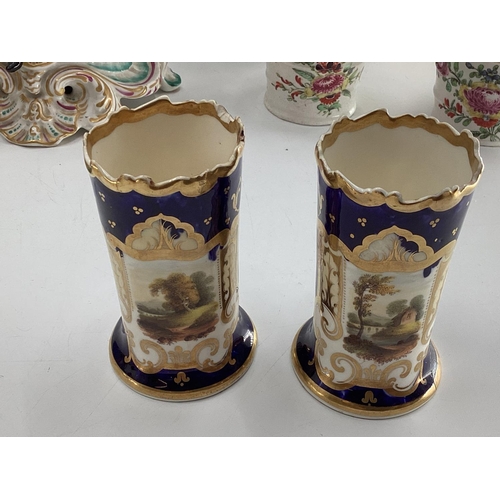 182 - A Collection of C19th/C20th ceramics to include figurines, birds, and animal, to include a Herend gr... 