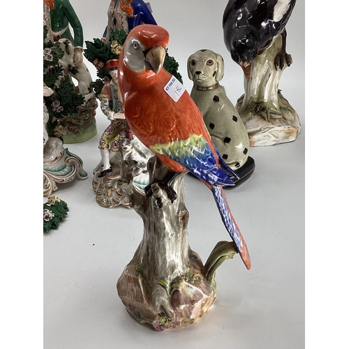 182 - A Collection of C19th/C20th ceramics to include figurines, birds, and animal, to include a Herend gr... 