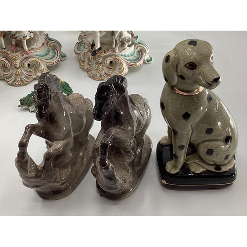 182 - A Collection of C19th/C20th ceramics to include figurines, birds, and animal, to include a Herend gr... 