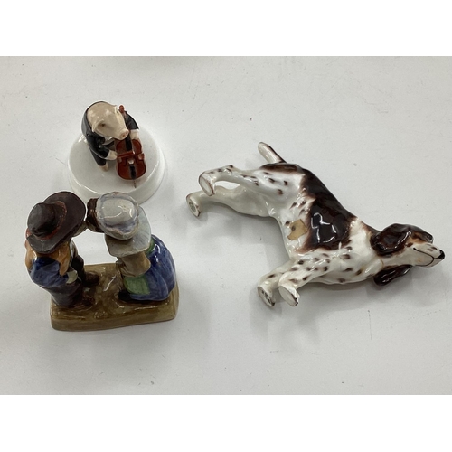 182 - A Collection of C19th/C20th ceramics to include figurines, birds, and animal, to include a Herend gr... 