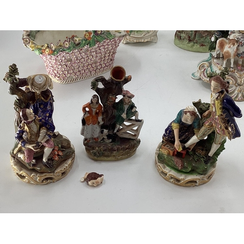 182 - A Collection of C19th/C20th ceramics to include figurines, birds, and animal, to include a Herend gr... 