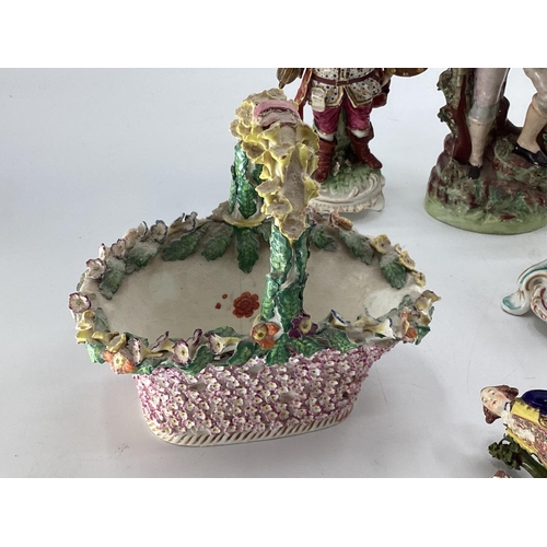 182 - A Collection of C19th/C20th ceramics to include figurines, birds, and animal, to include a Herend gr... 