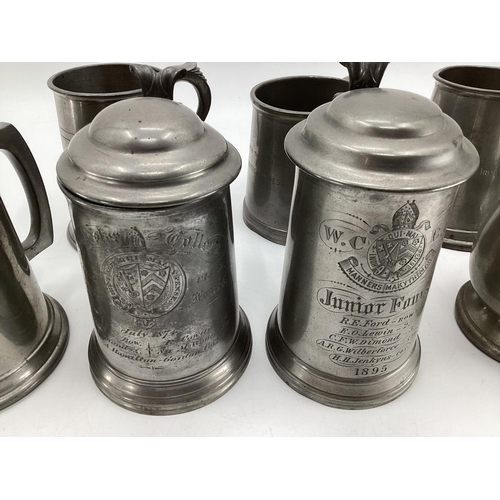 188 - Collection of C19th/C20th pewter tankards and mugs (13)