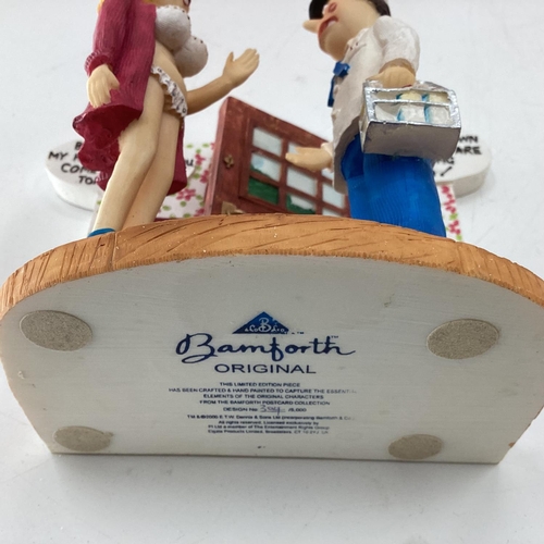 201 - BAMFORTH: Four Bamforth original ceramic novelty figure groups, three in original boxes based on ori... 