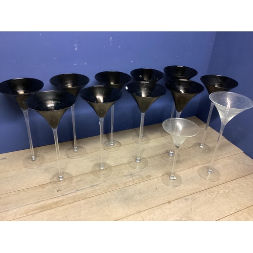 247 - Eleven  tall narrow and fluted decorative glasses (were previously used by wedding flowers co) talle... 