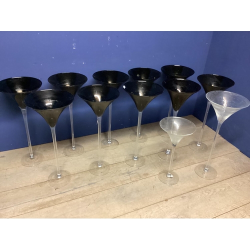 247 - Eleven  tall narrow and fluted decorative glasses (were previously used by wedding flowers co) talle... 