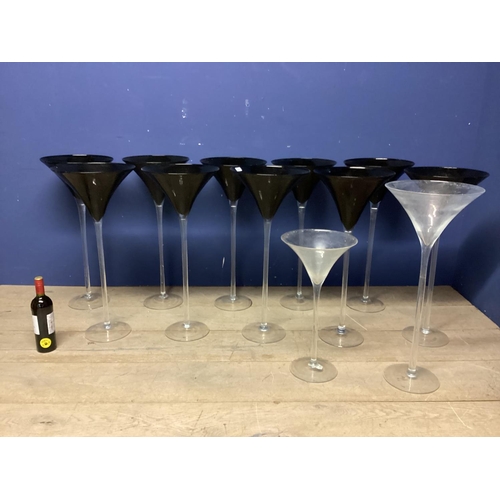 247 - Eleven  tall narrow and fluted decorative glasses (were previously used by wedding flowers co) talle... 