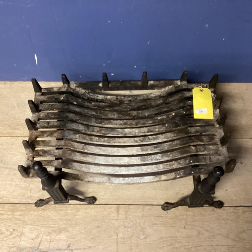 251 - Heavy cast iron fire grate - 62cmW, and a pair of fire dogs