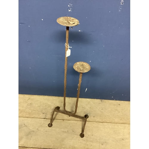 263 - a weathered iron candle stand, as found, 91cmH