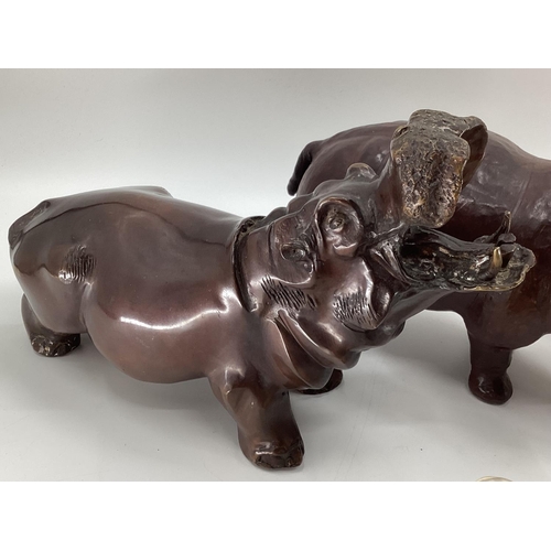 281 - A collection of model Hippos, glass, metal, wood, and a Limoges lidded box with hippo, all as found,... 