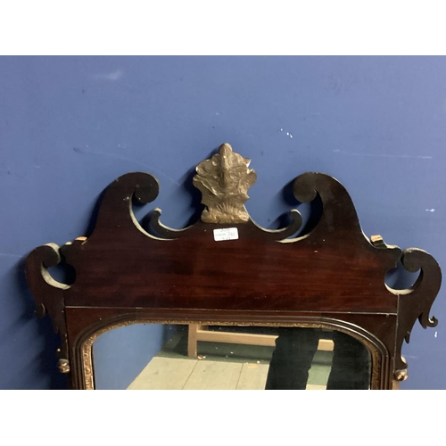 341 - Georgian pier glass, gilt edged plate, with scrolling decoration, 107 x 64cm