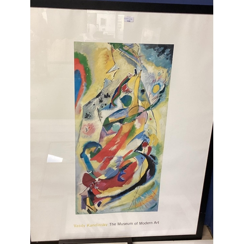 398 - Collection of framed posters and prints, to include Kandinsky exhibition poster, London Underground,... 