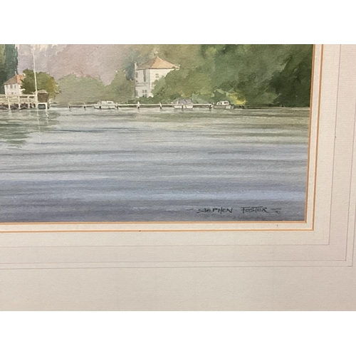 399 - Stephen Foster, British C20th, a pair of watercolour on paper, of river scenes, in gilt glazed frame... 