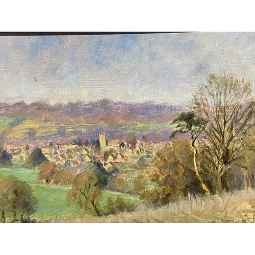 418 - Frank Palmer, two oil on boards, Brailes Hill signed and dated 1990 28 x 38cm ; and another village ... 