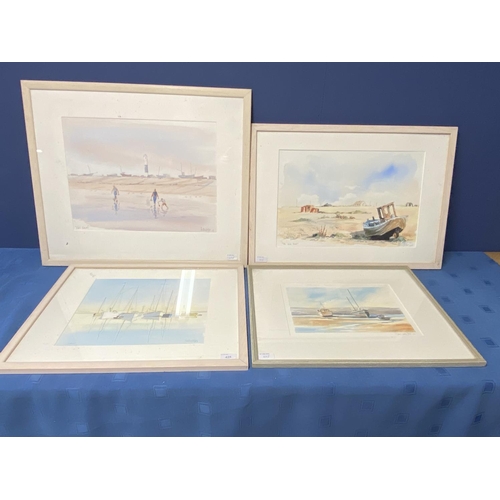 425 - Four framed and glazed watercolours , signed Heather Taylor, dates 2007/08/4, all boating scenes, 33... 