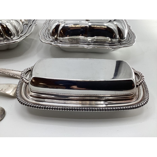 43 - A large collection of silver plated wares to include a pierced galleried tray