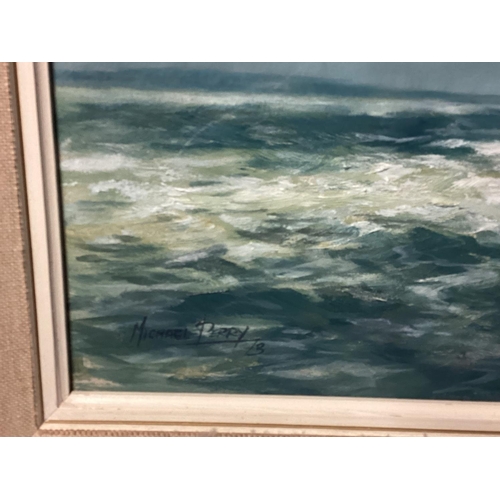 434 - PETER BILAS, 1952,Acrylic on Canvas, of an Antarctic Nautical scene, signed and dated lower left 198... 