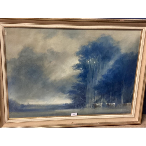 441 - PAUL GAISFORD, C20th, oil on canvas, of country scene, in a glazed wooden frame, signed lower left, ... 